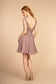 Embroidered Applique Bodice V-Neck Chiffon Short Dress-1
