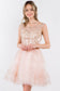 Embroidery Embellished Bodice Glitter Pattern Mesh Skirt Short Dress-11
