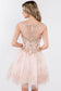 Embroidery Embellished Bodice Glitter Pattern Mesh Skirt Short Dress-12