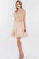 Embroidery Embellished Bodice Glitter Pattern Mesh Skirt Short Dress-0