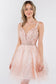 Jewel Accented Waistline Glitter Mesh V-Neck Short Dress-1