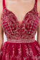 Jewel Accented Waistline Glitter Mesh V-Neck Short Dress-9