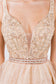 Jewel Accented Waistline Glitter Mesh V-Neck Short Dress-14