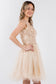 Cut-Away Shoulder Sweetheart Mesh Short Dress-7