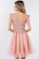 Cut-Away Shoulder Sweetheart Mesh Short Dress-13