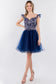 Cut-Away Shoulder Sweetheart Mesh Short Dress-15