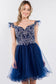 Cut-Away Shoulder Sweetheart Mesh Short Dress-16