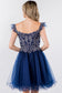 Cut-Away Shoulder Sweetheart Mesh Short Dress-18