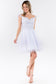 Cut-Away Shoulder Sweetheart Mesh Short Dress-20