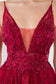 Sheer Bodice V-Neck Glitter Mesh Homecoming Dress-9