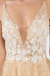 Sheer Bodice V-Neck Glitter Mesh Homecoming Dress-14
