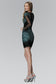 Long Sleeve Bodycon Short Dress Accented with Jewel and Sequin-1