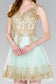 Tulle Short Dress Accented with Gold Lace-7