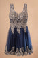 Tulle Short Dress Accented with Gold Lace-8