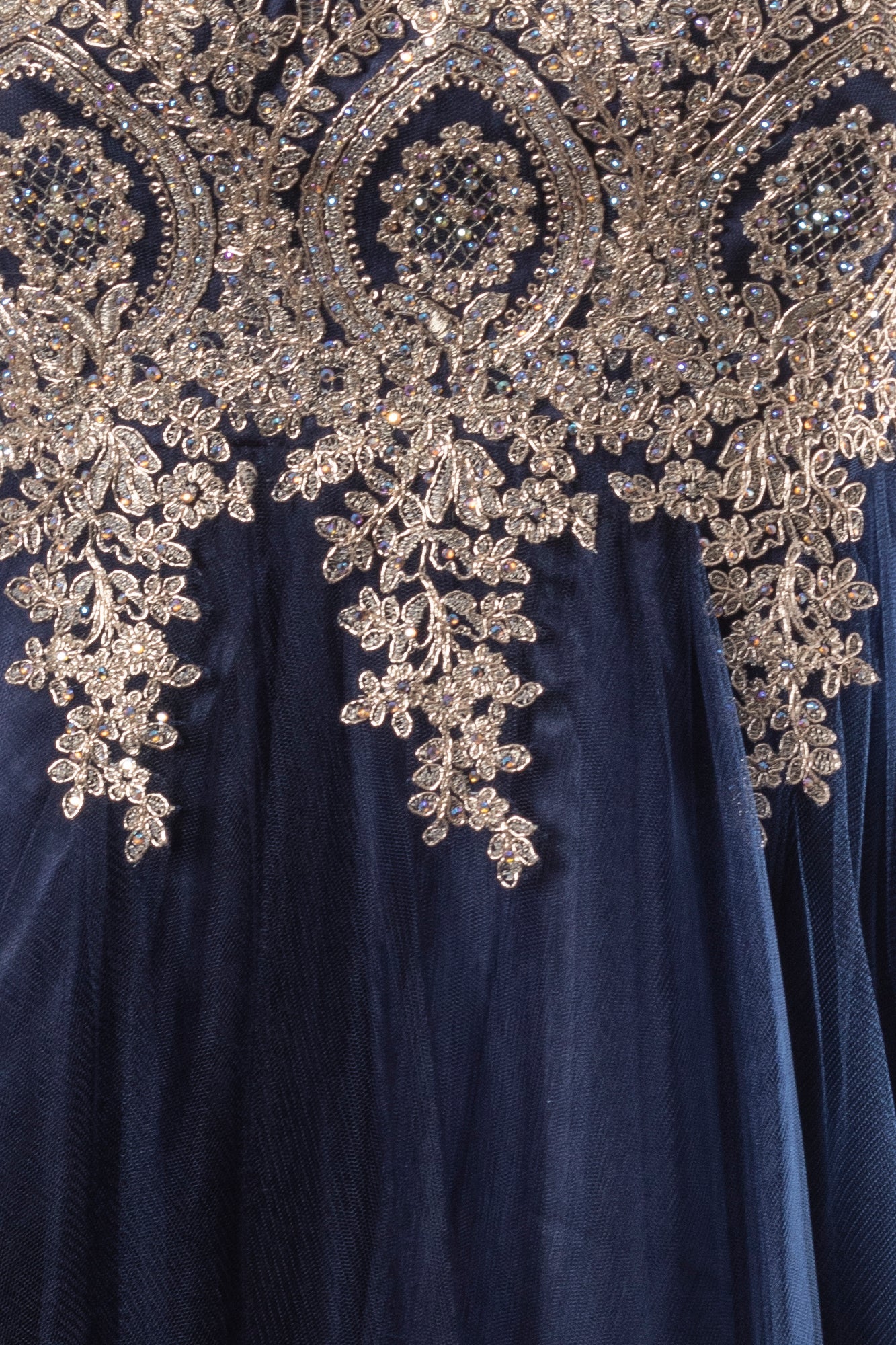 Tulle Short Dress Accented with Gold Lace-9