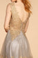 Tulle Short Dress Accented with Gold Lace-5