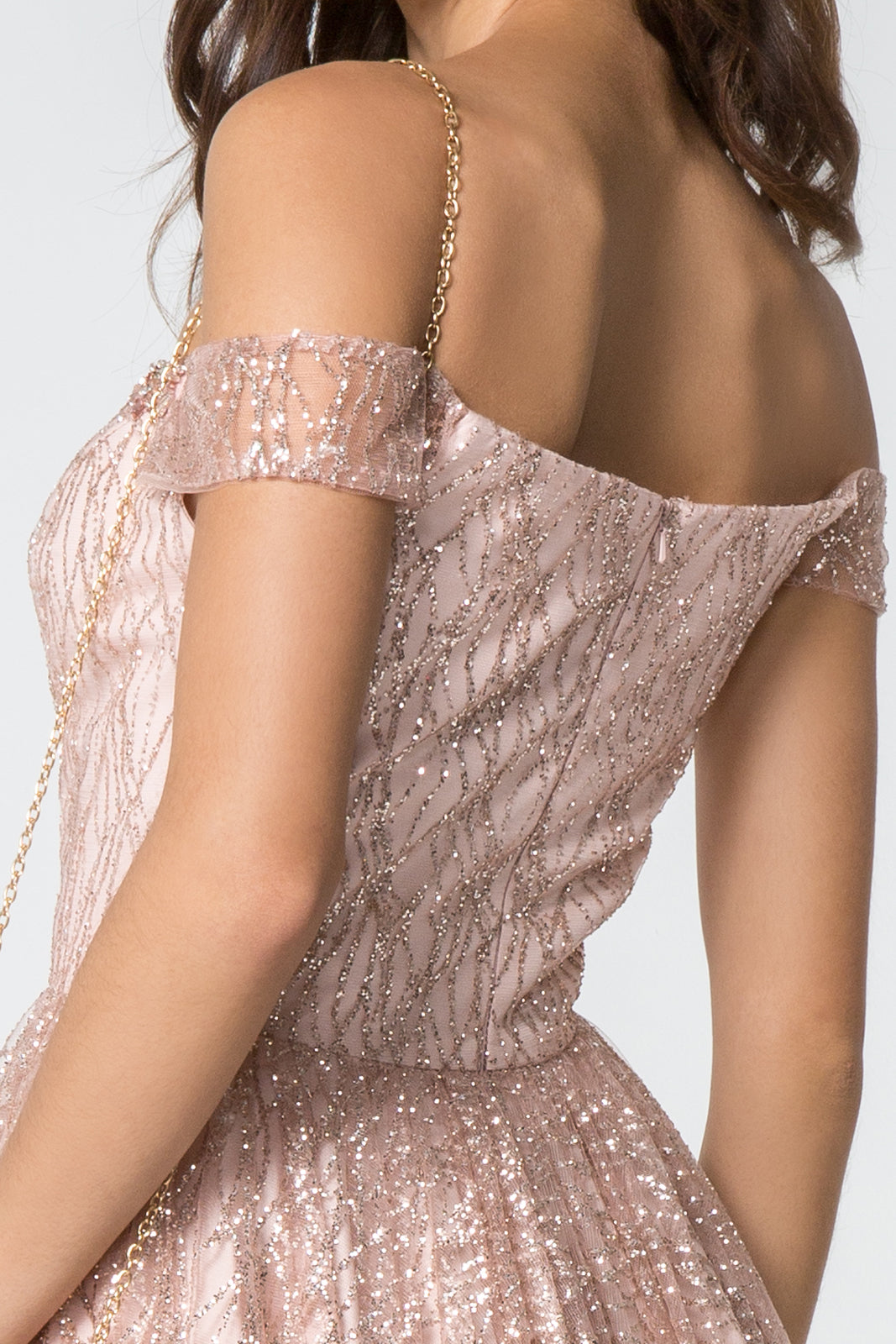 Beads Accented Sweetheart Neck Glitter Mesh Short Dress-7
