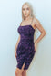 Straight Across Neckline Velvet Bodycon Short Dress w/ Leg Slit-4