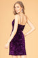 Straight Across Neckline Velvet Bodycon Short Dress w/ Leg Slit-3