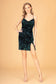 Ruched Bodice Velvet Bodycon Short Dress w/ Leg Slit-4