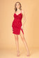 Ruched Bodice Velvet Bodycon Short Dress w/ Leg Slit-5