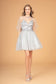 3-D Flower Applique Mesh Short Dress w/ Short Mesh Cape-5