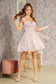 3-D Butterfly Embroidery Sequin Sweetheart Mesh Babydoll Dress-2