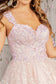 3-D Butterfly Embroidery Sequin Sweetheart Mesh Babydoll Dress-3