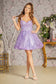 3-D Butterfly Embroidery Sequin Sweetheart Mesh Babydoll Dress-5