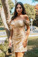 Glitter Pattern Mesh Sheer Bodice Homecoming Bodycon Dress w/ Lace-Up Back-1
