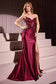 Satin & Lace Strapless Fitted Gown-0
