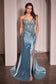Satin & Lace Strapless Fitted Gown-2