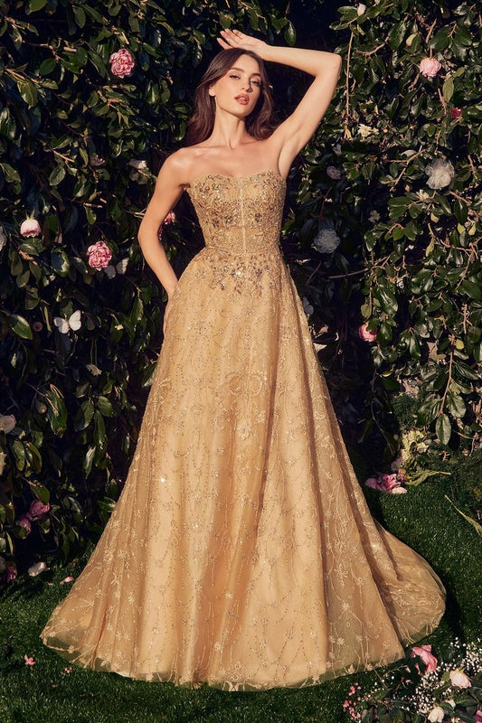 STRAPLESS EMBROIDERED BALL GOWN WITH REMOVABLE JACKET CDMA104-0