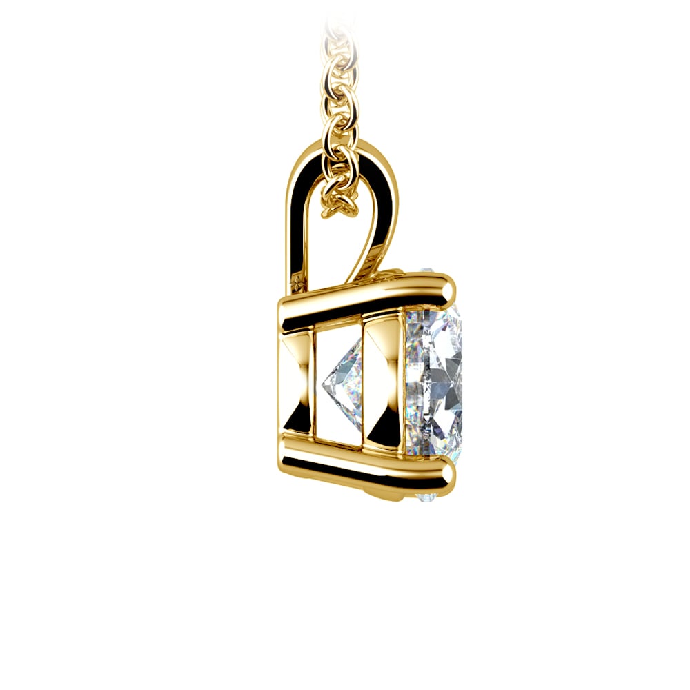 1.50 Ctw Prong Set Round Lab Grown Diamond Pendant In White /Yellow Gold G-VS-1