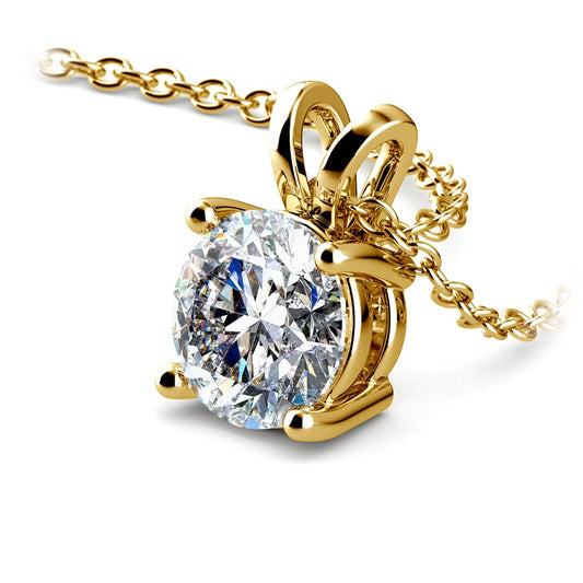 1.50 Ctw Prong Set Round Lab Grown Diamond Pendant In White /Yellow Gold G-VS-0