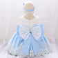 Baby Girl Floral Mesh Overlay Design Princess Full Moon Formal Dress & Headband-4