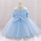 Baby Girl Petal Patched Design Sleeveless Full Moon Christening Mesh Dress-15