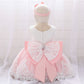 Baby Girl Floral Mesh Overlay Design Princess Full Moon Formal Dress & Headband-9