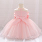 Baby Girl Petal Patched Design Sleeveless Full Moon Christening Mesh Dress-17