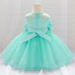 Baby Girl Petal Patched Design Sleeveless Full Moon Christening Mesh Dress-18