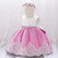 Baby Girl Floral Mesh Overlay Design Princess Full Moon Formal Dress & Headband-13