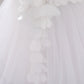 Baby Girl Petal Patched Design Sleeveless Full Moon Christening Mesh Dress-24
