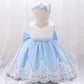 Baby Girl Floral Mesh Overlay Design Princess Full Moon Formal Dress & Headband-8