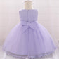 Baby Girl Floral Embroidered Pattern Full Moon Christening Sequins Tutu Dress-8
