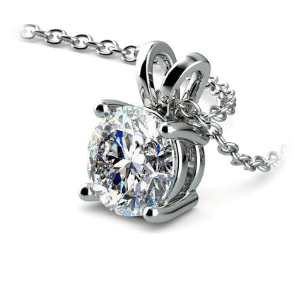 1.50 Ctw Prong Set Round Lab Grown Diamond Pendant In White /Yellow Gold G-VS-3