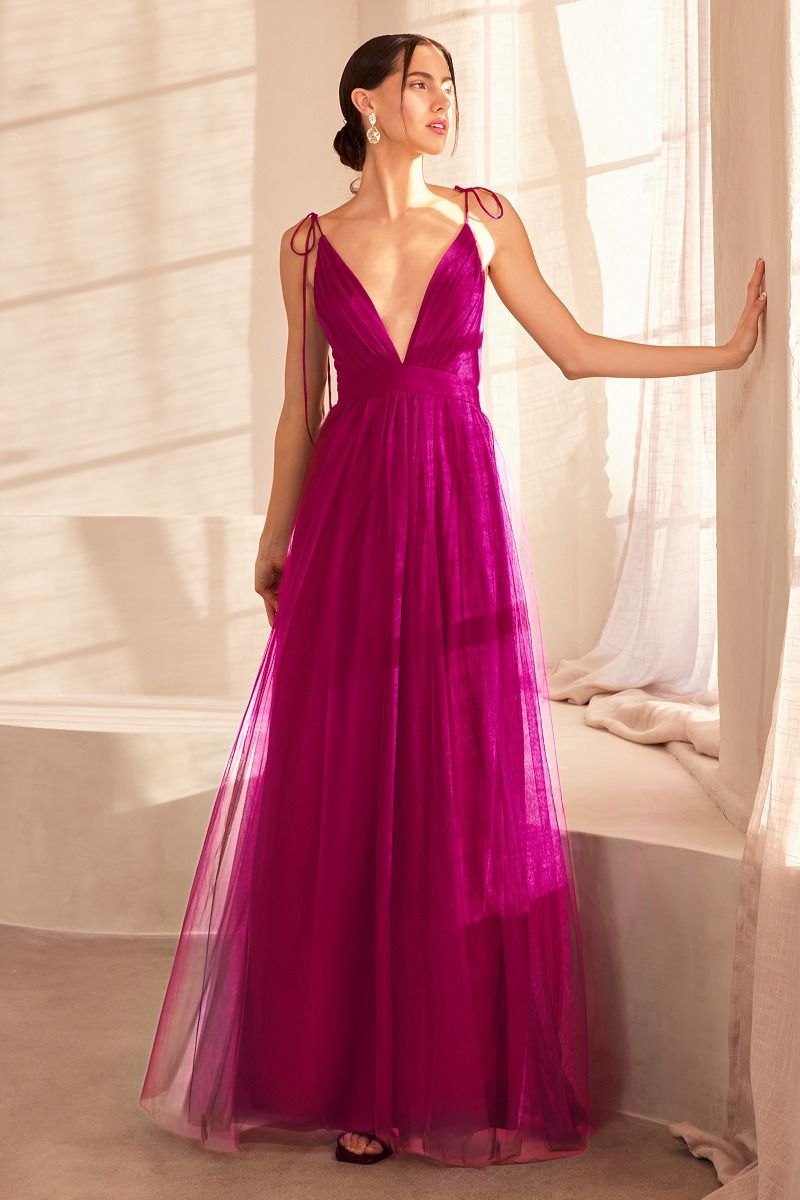 Empire Cut Dress With Deep V Neckline-4