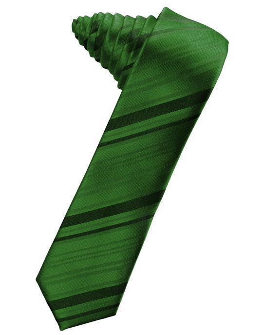 Striped Satin Skinny Necktie Self Tie-12