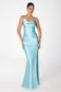 Mermaid dress with spaghetti straps, U-shaped back, leg opening-5