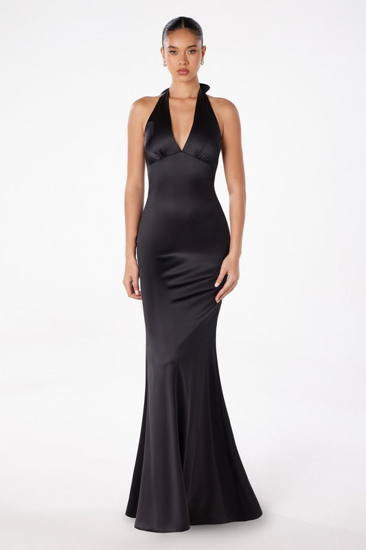Halter V-neck mermaid dress-0