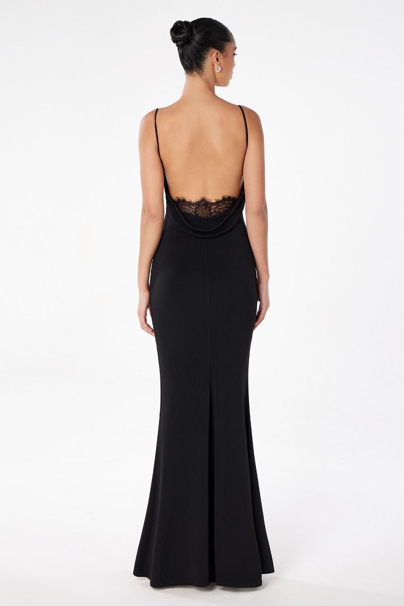 U-back mermaid dress with lace and spaghetti straps-3